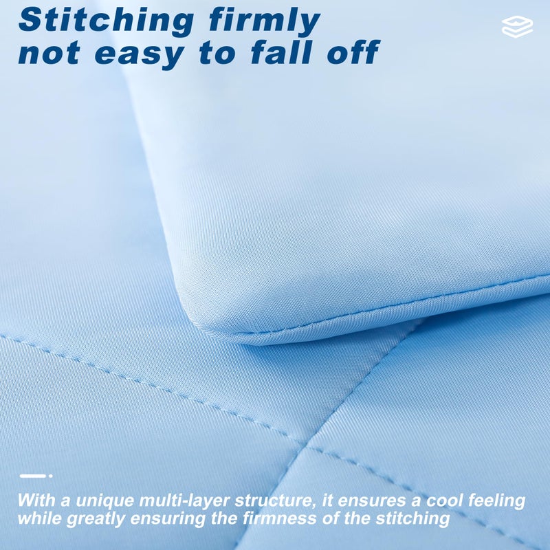 bedsmile Cooling Comforter Queen Size  Double-Sided Cold Tech Fabric Quilted Bed Comforters Cooling Blanket for Hot Sleepers  Breathable Lightweight Summer Bedding  All-Season Ice Blanket  Blue - Image 4